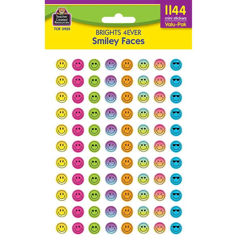 Brights 4Ever Smiley Face Valu-Pack Mini Stickers (Pack of 10) - Stickers - Teacher Created Resources