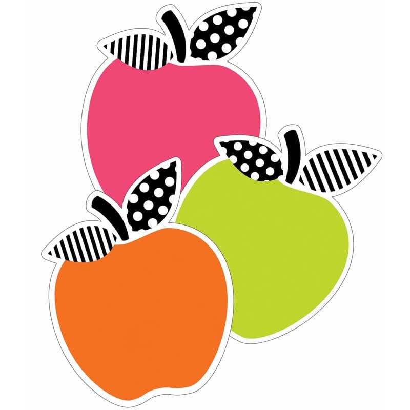Brights Apples Cut-Outs Black White & Stylish (Pack of 8) - Accents - Carson Dellosa Education