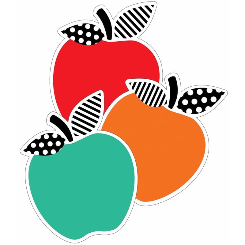 Brights Apples Extra-Large Cut-Outs Black White & Stylish (Pack of 8) - Accents - Carson Dellosa Education