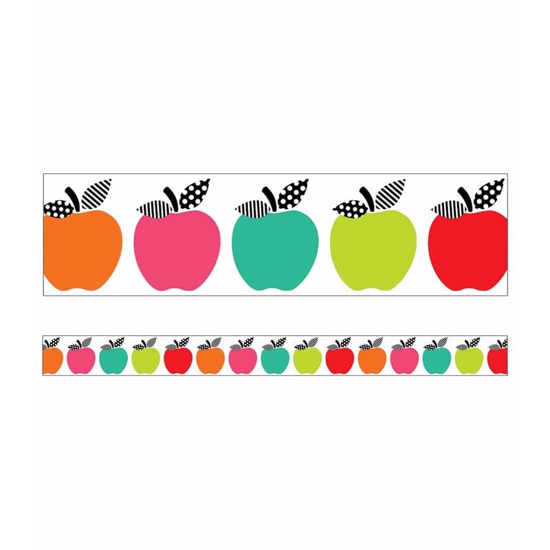 Brights Apples Straight Borders Black White & Stylish (Pack of 10) - Border/Trimmer - Carson Dellosa Education