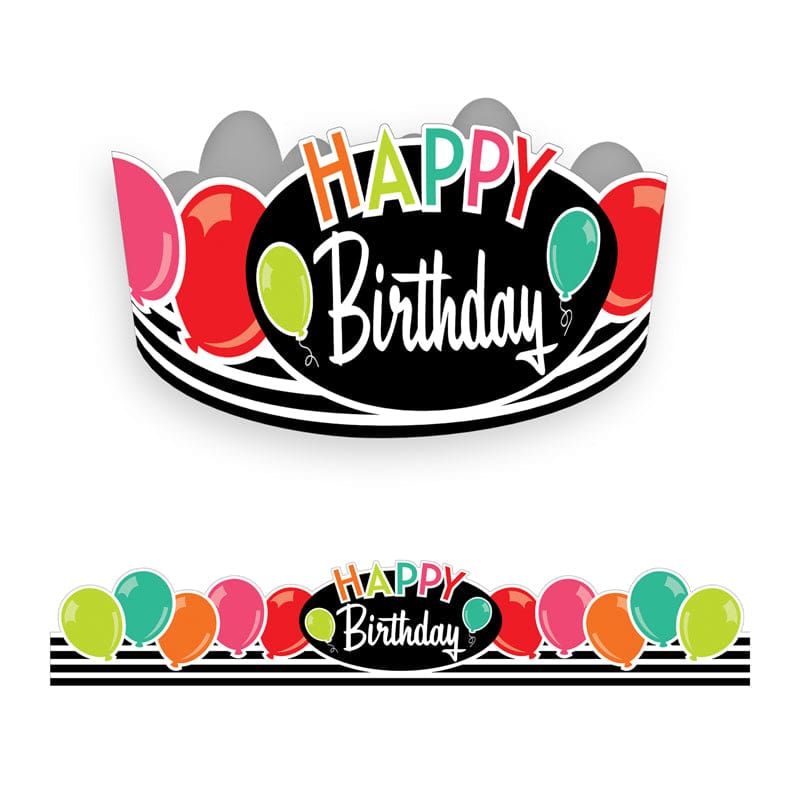 Brights Birthday Crowns Black White & Stylish (Pack of 3) - Crowns - Carson Dellosa Education