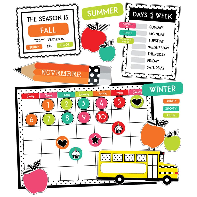 Brights Calendar Bulletin Board Set Black White & Stylish (Pack of 3) - Calendars - Carson Dellosa Education