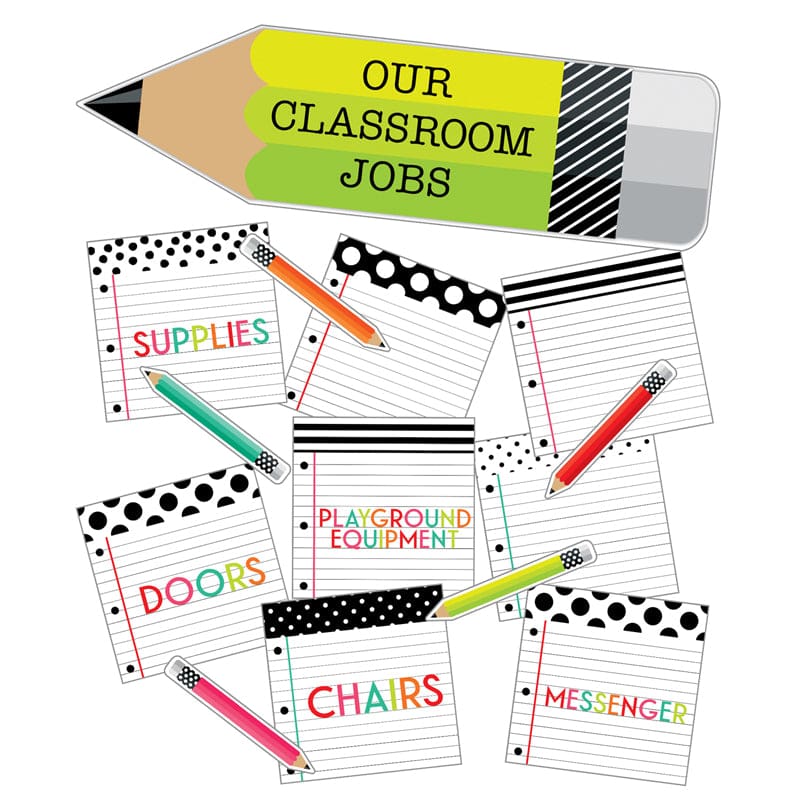 Brights Classroom Jobs Mini Bbs Black White & Stylish (Pack of 6) - Classroom Theme - Carson Dellosa Education