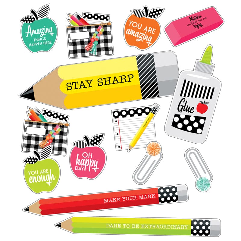 Brights Stylish Supplies Mini Bb St Black White & Stylish (Pack of 6) - Classroom Theme - Carson Dellosa Education