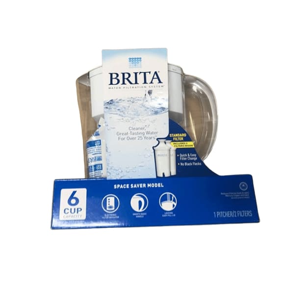 Brita 6 Cup Space Saver Pitcher, Includes 2 Filters - ShelHealth.Com