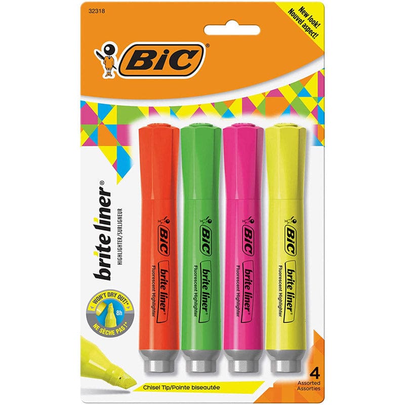 Brite Liner Tank Style 4Pk Carded (Pack of 12) - Highlighters - Bic Usa Inc