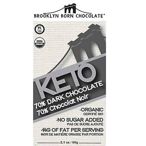 BROOKLYN BORN CHOCOLATE Grocery > Refrigerated BROOKLYN BORN CHOCOLATE: Keto Dark Chocolate 70 Percent Bar, 2.1 oz