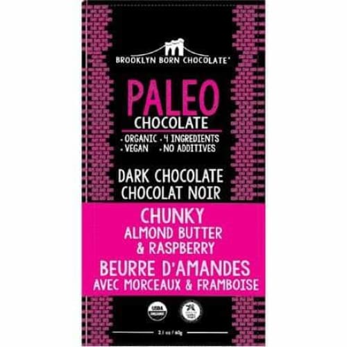 BROOKLYN BORN CHOCOLATE Grocery > Refrigerated BROOKLYN BORN CHOCOLATE: Paleo Dark Chocolate Almond Butter and Raspberry, 2.1 oz