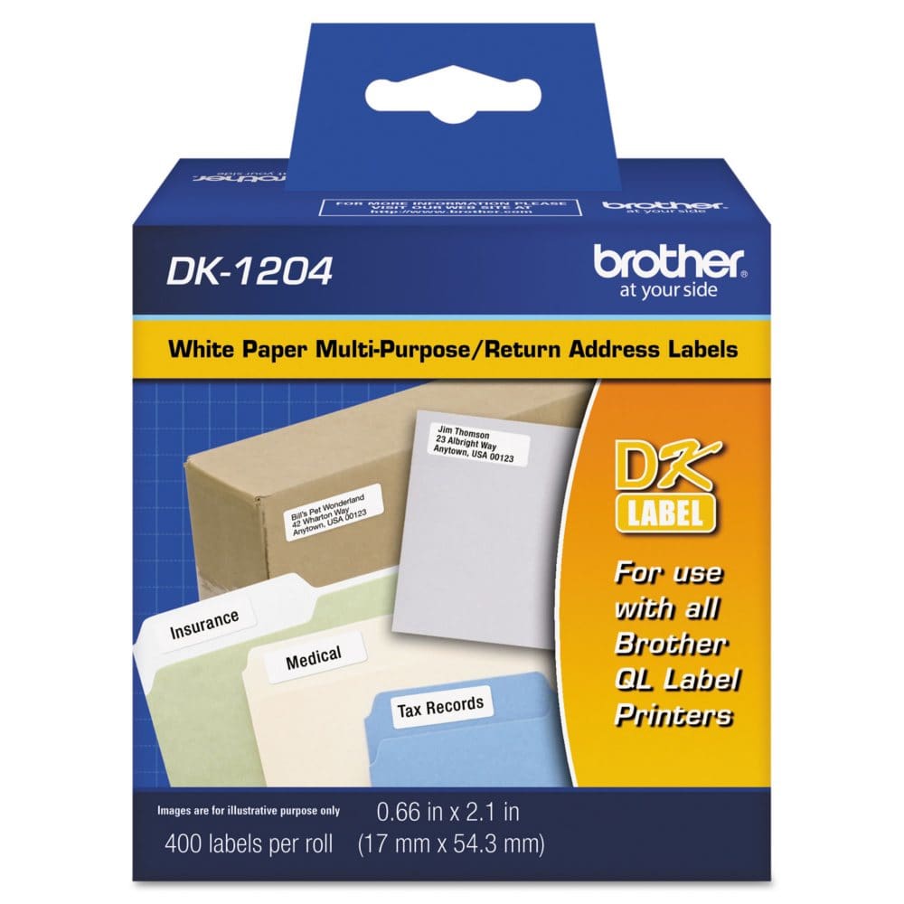 Brother P-Touch - DK1204 Labels Return Address White - 400 Labels - Labels & Label Makers - Brother