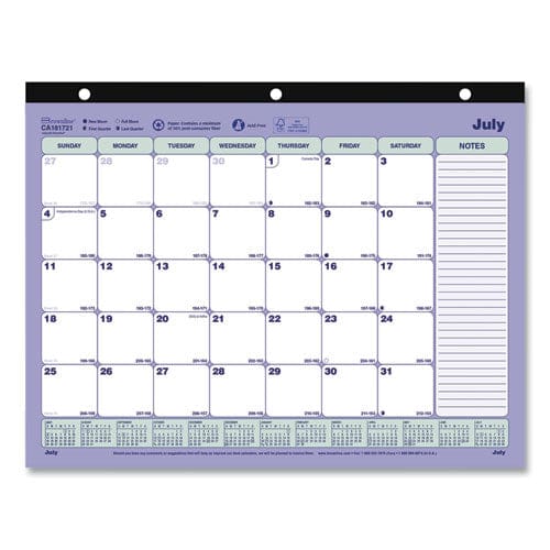 Brownline Academic 13-month Desk Pad Calendar 11 X 8.5 Black Binding 13-month (july To July): 2022 To 2023 - School Supplies - Brownline®