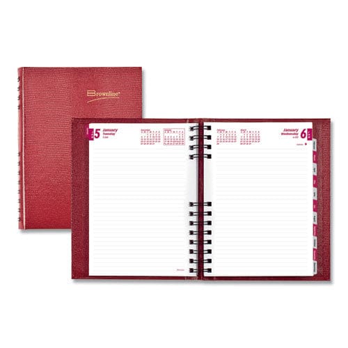 Brownline Coilpro Ruled Daily Planner 8.25 X 5.75 Red Cover 12-month (jan To Dec): 2023 - School Supplies - Brownline®