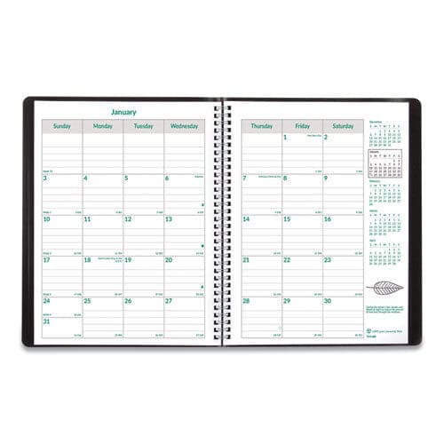 Brownline Ecologix Recycled Monthly Planner Ecologix Artwork 11 X 8.5 Black Cover 14-month (dec To Jan): 2022 To 2024 - School Supplies -