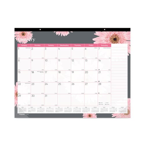 Brownline Monthly Desk Pad Calendar 22 X 17 Pink/white Sheets Clear Binding Clear Corners 12-month (jan To Dec): 2023 - School Supplies -