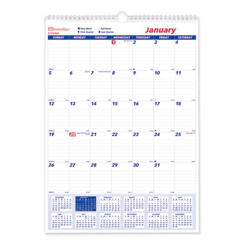 Brownline Twin-wirebound Wall Calendar One Month Per Page 12 X 17 White Sheets 12-month (jan To Dec): 2023 - School Supplies - Brownline®