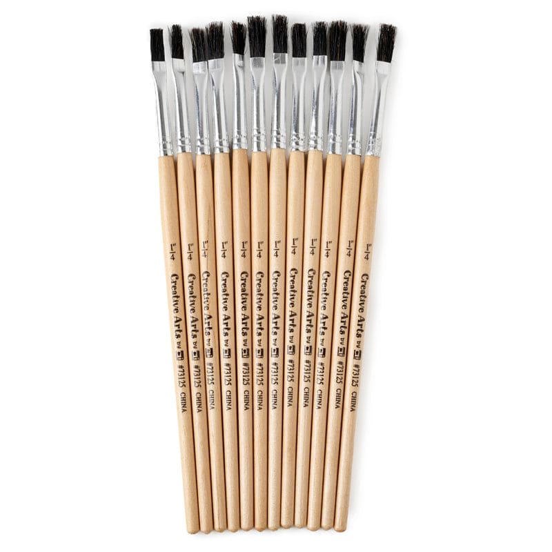 Brushes Stubby Easel Flat 1/4In Natural Bristle 12Ct (Pack of 12) - Paint Brushes - Charles Leonard