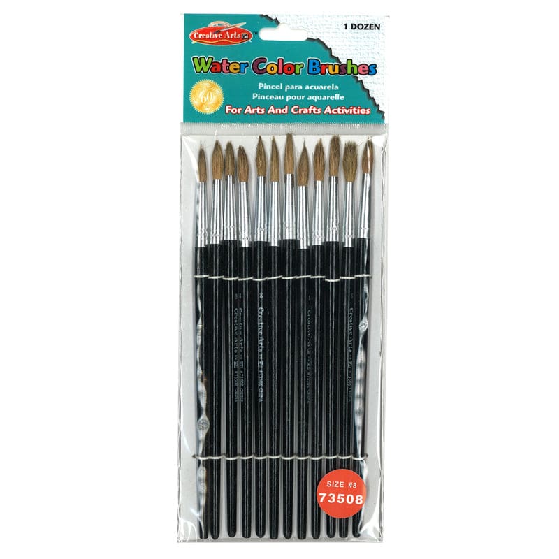Brushes Water Color Pointed #8 13/16 Camel Hair 12 Ct (Pack of 10) - Paint Brushes - Charles Leonard