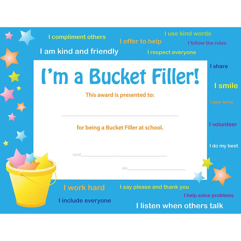 Bucket Filler Award 30 Pk (Pack of 8) - Certificates - Flipside