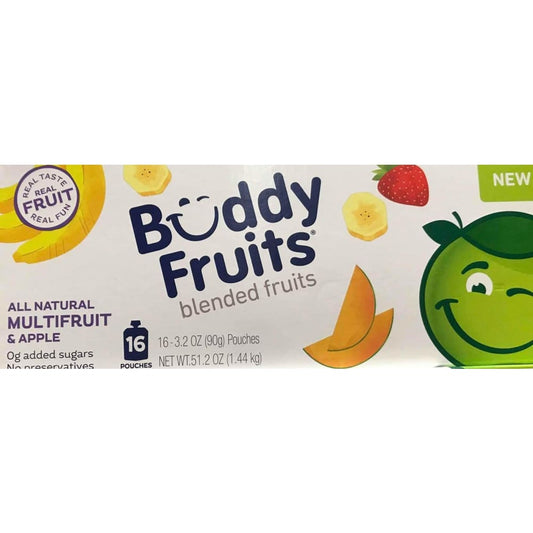 Buddy Fruits Original Blended Fruit Apple & Multifruit, 16 Count Pouches 3.2oz - ShelHealth.Com