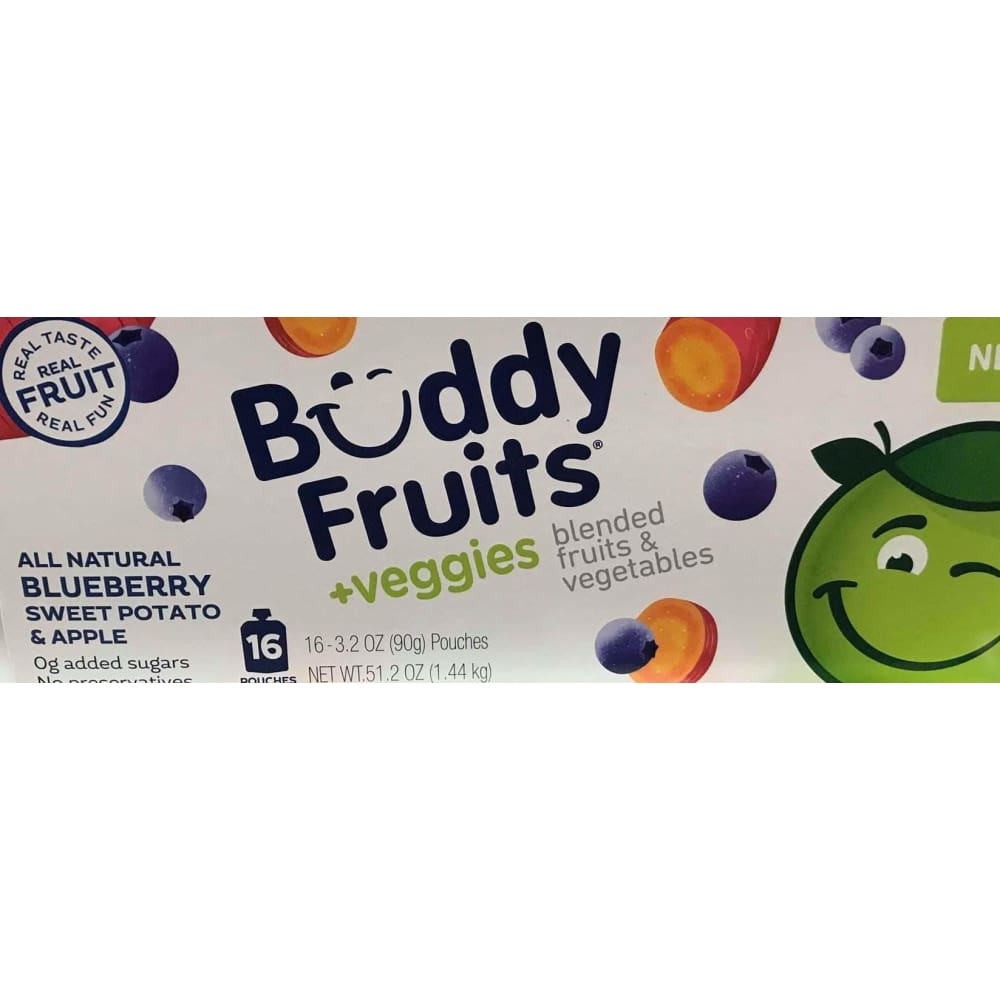 Buddy Fruits +veggies Blended Blueberry Sweet Potato & Apple, 16 Count Pouches 3.2oz - ShelHealth.Com