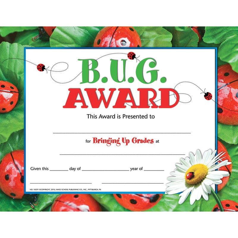 Bug Award 30 Set (Pack of 8) - Certificates - Flipside