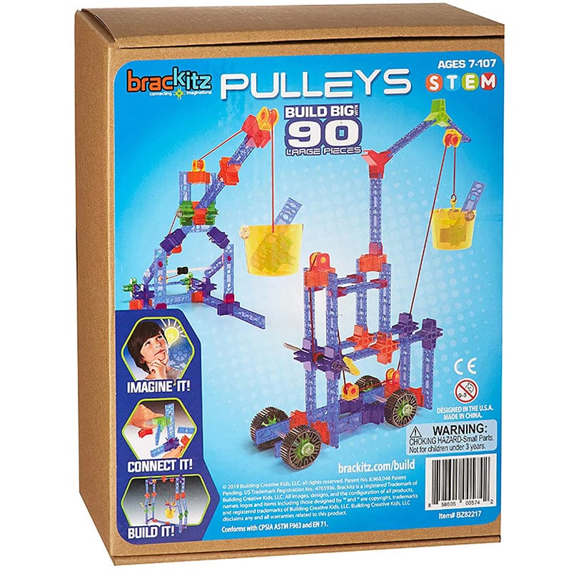 Build Big Pulleys & Wheels 90Pcs Simple Machines - Blocks & Construction Play - Brackitz