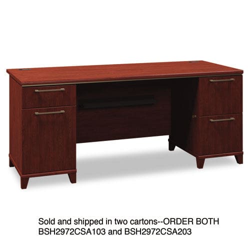 Bush Enterprise Collection Double Pedestal Desk 60 X 28.63 X 29.75 Harvest Cherry (box 2 Of 2) - Furniture - Bush®