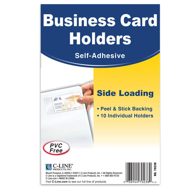 Business Card Holder Side Load Self-Adhesive (Pack of 10) - Sheet Protectors - C-Line Products Inc