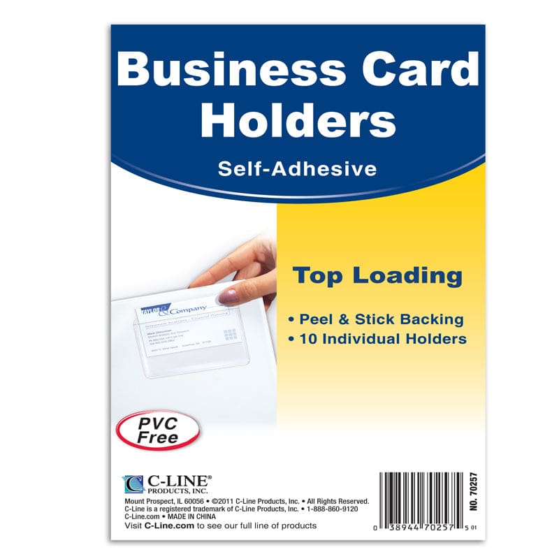 Business Card Holder Top Load Self-Adhesive (Pack of 10) - Sheet Protectors - C-Line Products Inc