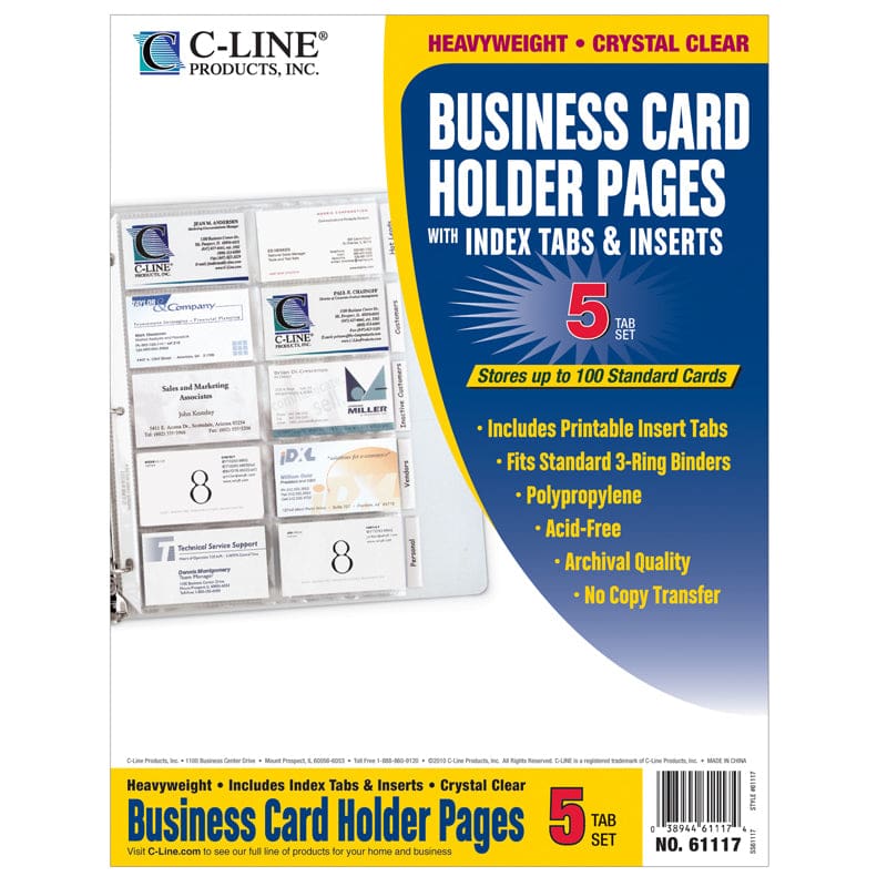 Business Card Holder With Tabs Poly (Pack of 10) - Sheet Protectors - C-Line Products Inc