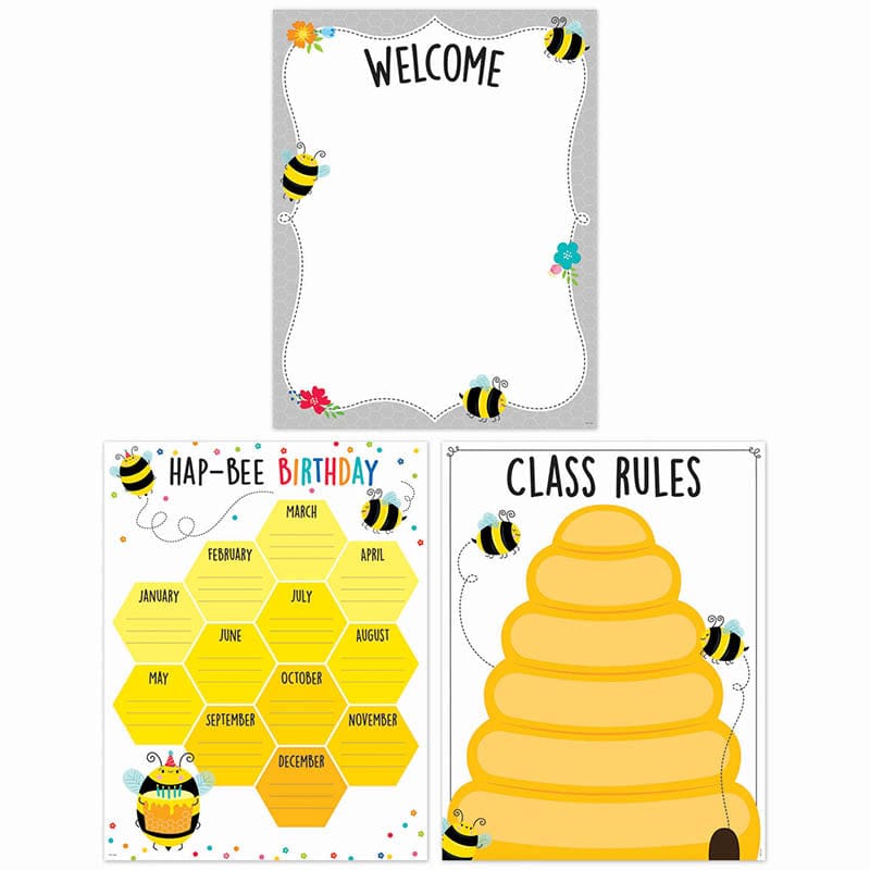 Busy Bees Essentials 3-Chart Pack (Pack of 3) - Classroom Theme - Creative Teaching Press