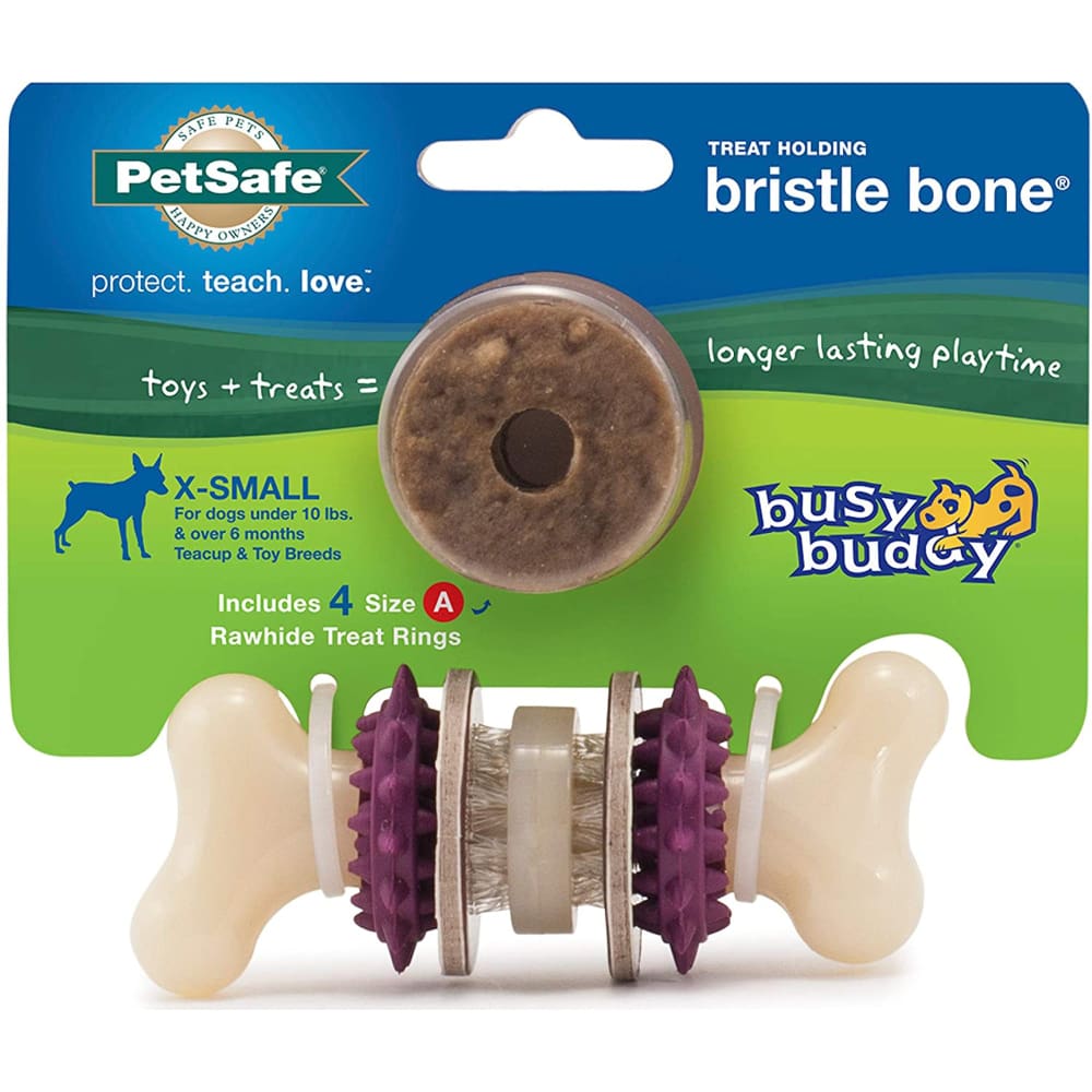 Busy Buddy Bristle Bone Chew Toy Multi-Color Extra-Small - Pet Supplies - Busy Buddy