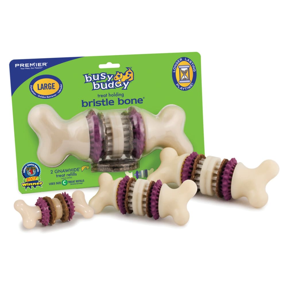 Busy Buddy Bristle Bone Chew Toy Multi-Color Medium - Pet Supplies - Busy Buddy