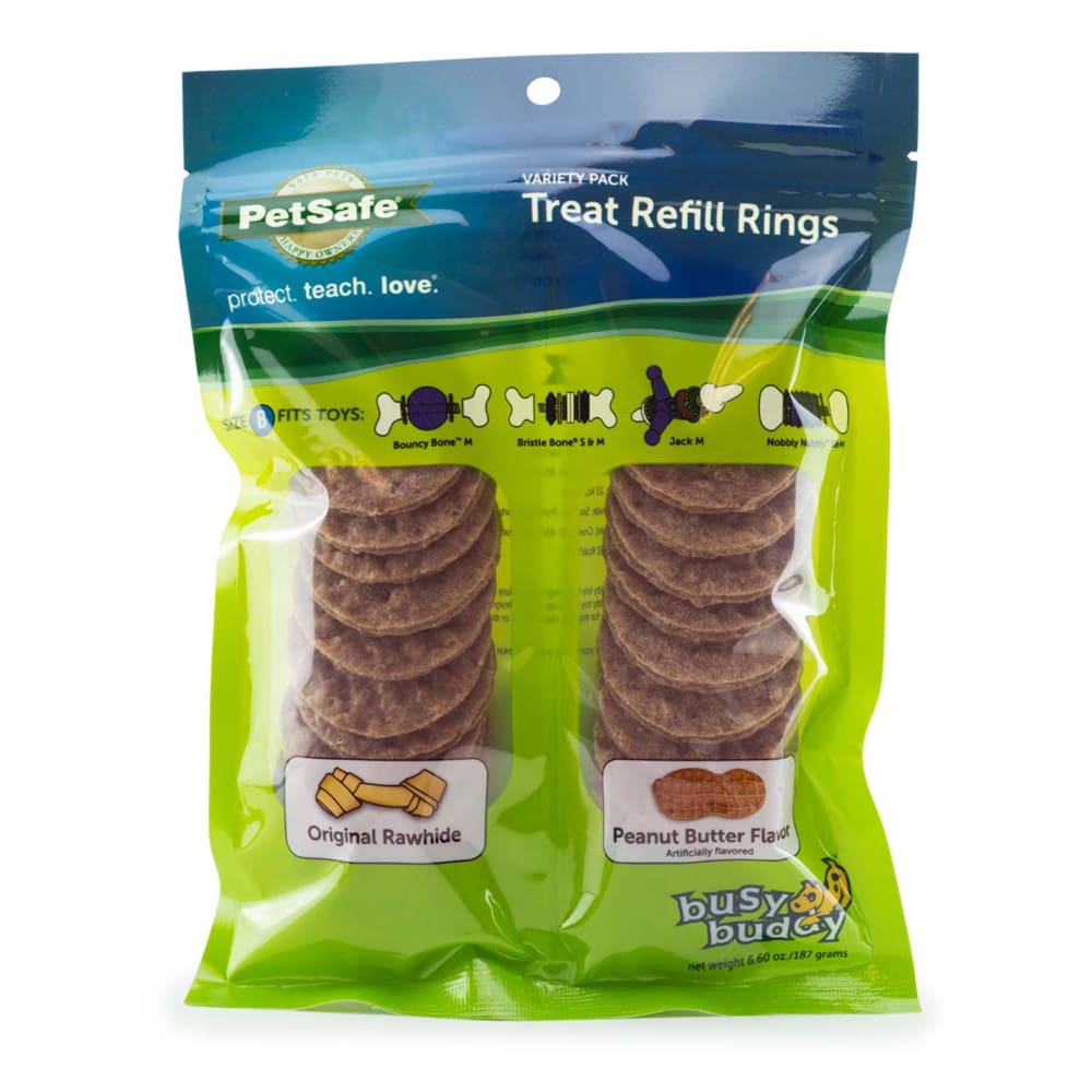 Busy Buddy Peanut Butter and Rawhide Rings 6.6 oz Medium - Pet Supplies - Busy Buddy