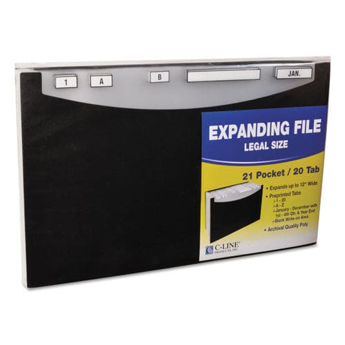 C-Line 21-pocket Stand-up Design Expanding File 12 Expansion 21 Sections 1/5-cut Tabs Legal Size Black - School Supplies - C-Line®