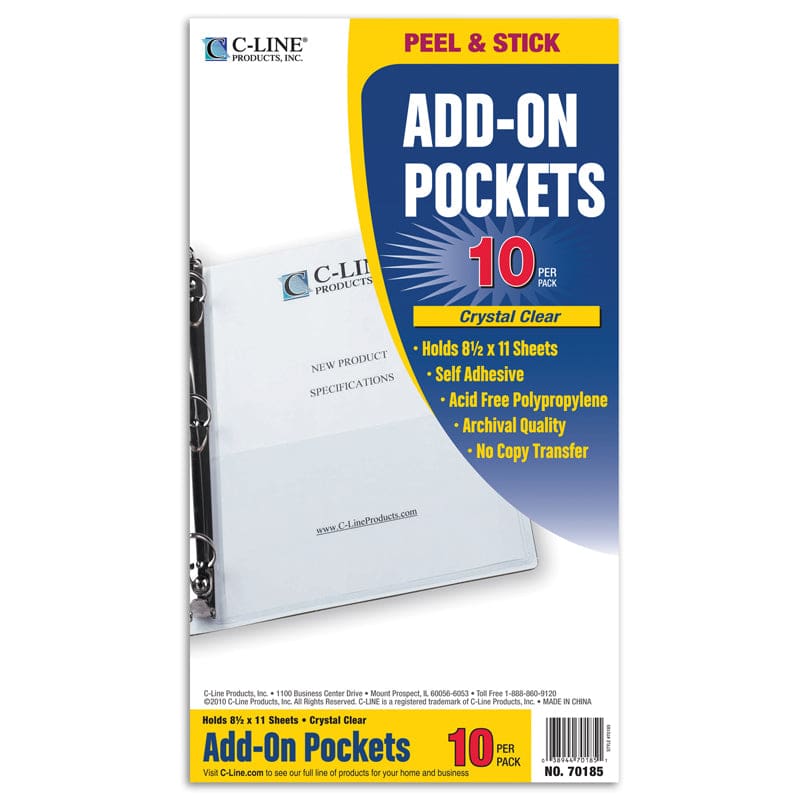 C-Line Add-On Filing Pocket Poly (Pack of 6) - Sheet Protectors - C-Line Products Inc