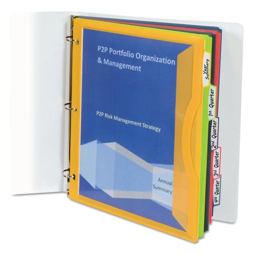 C-Line Binder Pocket With Write-on Index Tabs 9.88 X 11.38 Assorted 5/set - School Supplies - C-Line®
