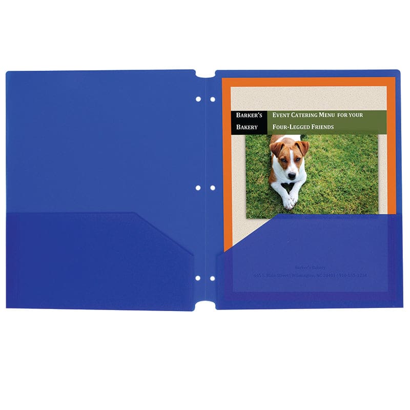 C-Line Blue 25Ct Two Pocket Poly Portfolios With Three-Hole Punch - Folders - C-Line Products Inc