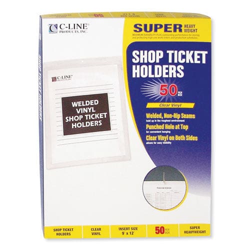 C-Line Clear Vinyl Shop Ticket Holders Both Sides Clear 50 Sheets 9 X 12 50/box - School Supplies - C-Line®