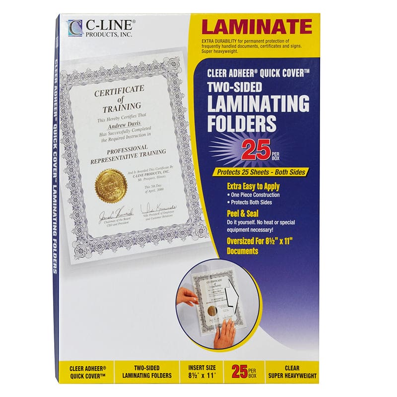 C Line Cleer Adheer 25Box Quick Cover Laminating Folders - Laminating Film - C-Line Products Inc