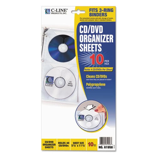 C-Line Deluxe Cd Ring Binder Storage Pages Standard 4 Disc Capacity Clear/white 10/pack - Technology - C-Line®