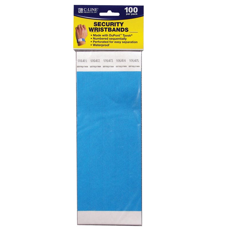 C Line Dupont Tyvek Blue Security Wristbands 100Pk (Pack of 3) - Accessories - C-Line Products Inc