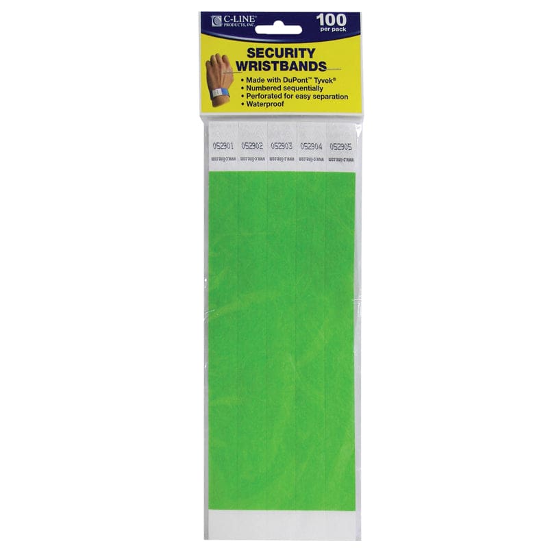 C Line Dupont Tyvek Green Security Wristbands 100Pk (Pack of 3) - Accessories - C-Line Products Inc