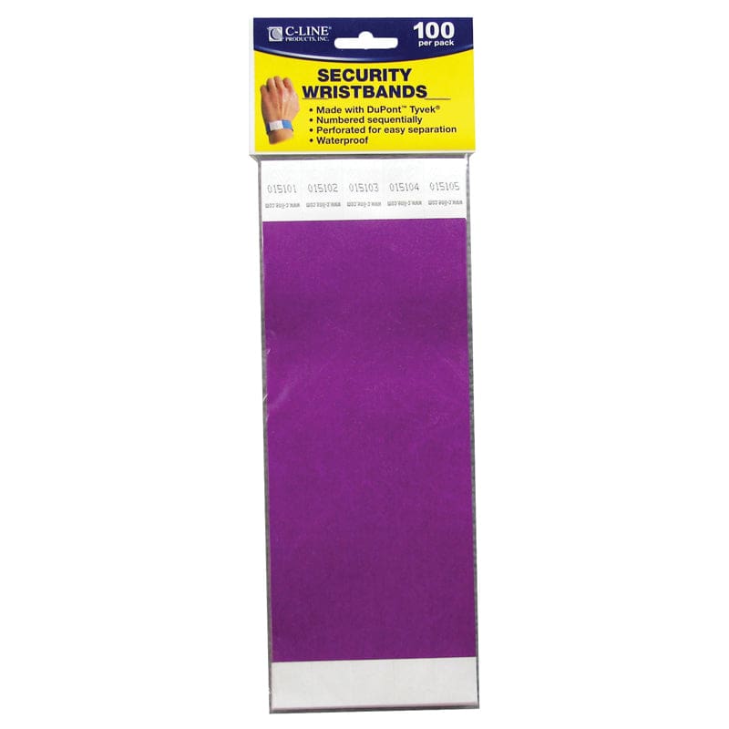 C Line Dupont Tyvek Purple Security Wristbands 100Pk (Pack of 3) - Accessories - C-Line Products Inc