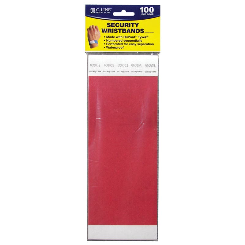 C Line Dupont Tyvek Red Security Wristbands 100Pk (Pack of 3) - Accessories - C-Line Products Inc