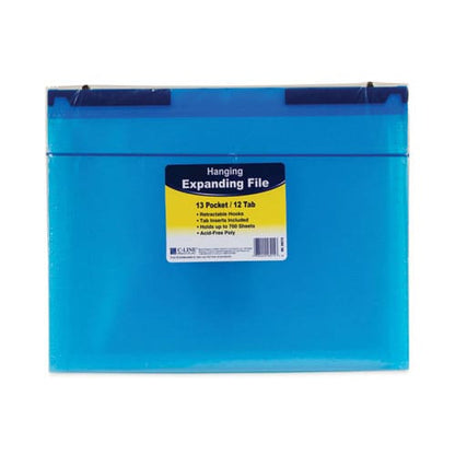 C-Line Expanding File With Hang Tabs Pre-printed Index-tab Inserts 12 Sections 1 Capacity Letter Size 1/6-cut Tabs Blue - School Supplies -