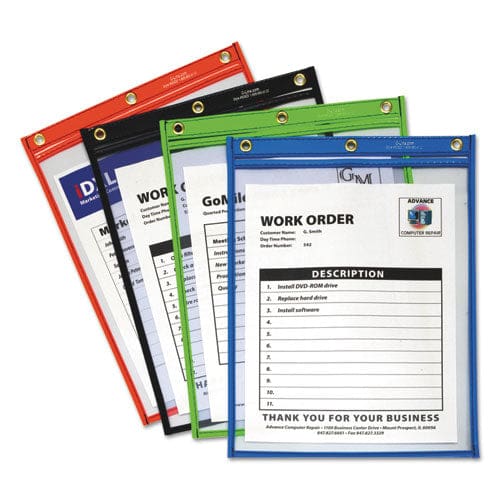 C-Line Heavy-duty Super Heavyweight Plus Stitched Shop Ticket Holders Clear/assorted 9 X 12 20/box - School Supplies - C-Line®