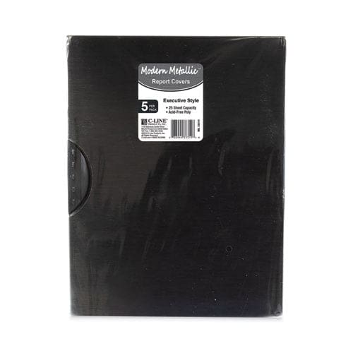 C-Line Modern Metallic Executive Style Report Cover Swing Clip 8.5 X 11 Black/black 5/pack - School Supplies - C-Line®