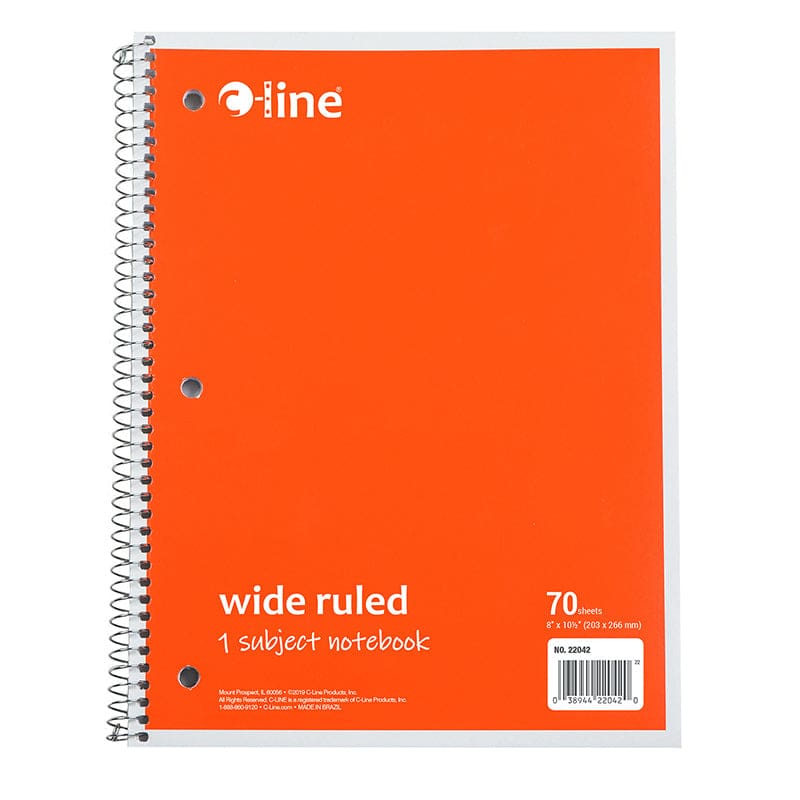 C Line Org 1 Sub Wide Ruled Notebk 70 Page (Pack of 12) - Note Books & Pads - C-Line Products Inc