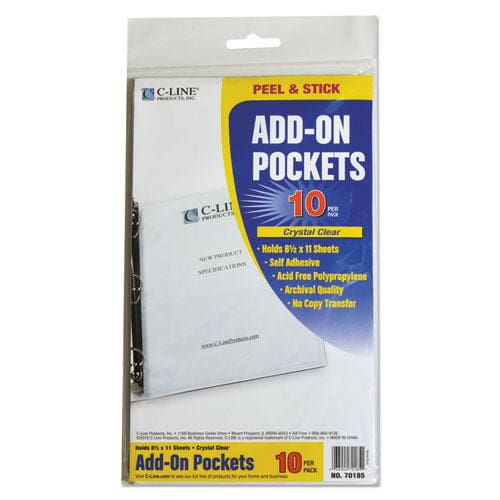 C-Line Peel And Stick Add-on Filing Pockets 25 11 X 8.5 10/pack - School Supplies - C-Line®