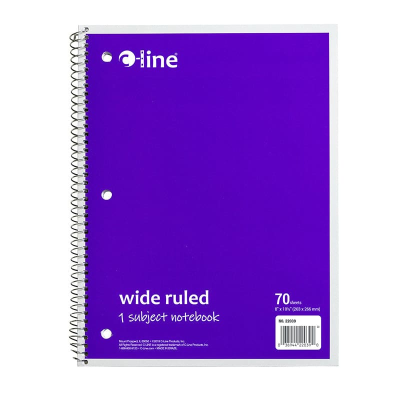 C Line Purp 1 Sub Wide Ruled Notebk 70 Page (Pack of 12) - Note Books & Pads - C-Line Products Inc